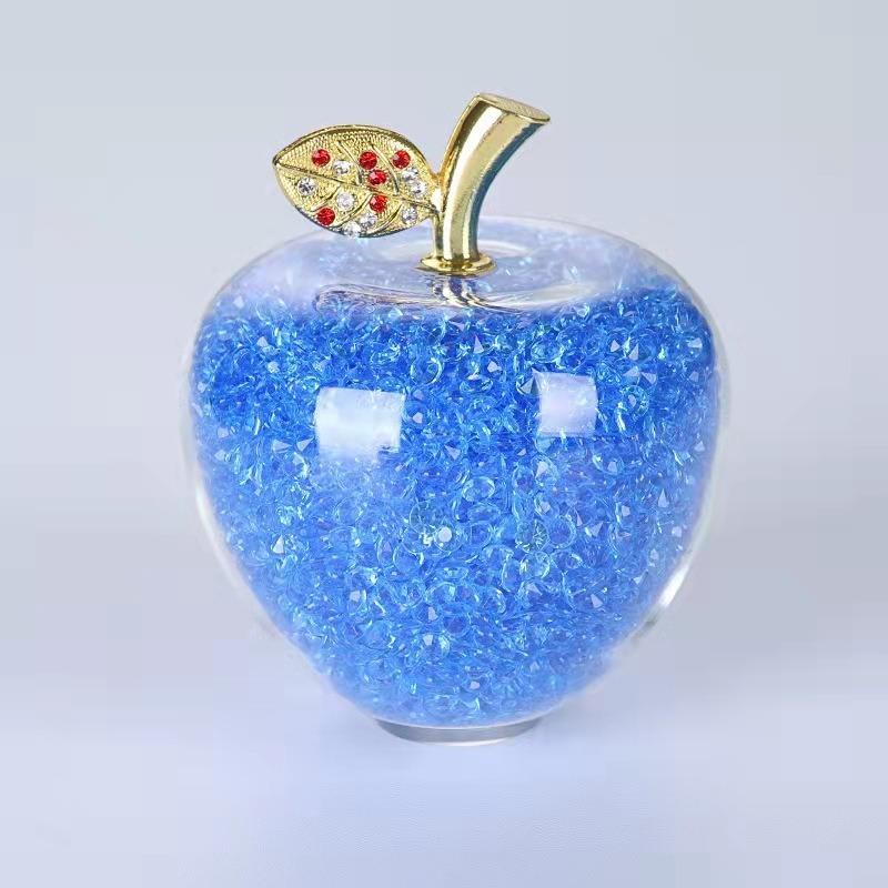 1PC Amazing Love Gifts Hollow Glass Apple Full Fill with Color Crystal Rhinestone Figurines Home Decoration Accessories
