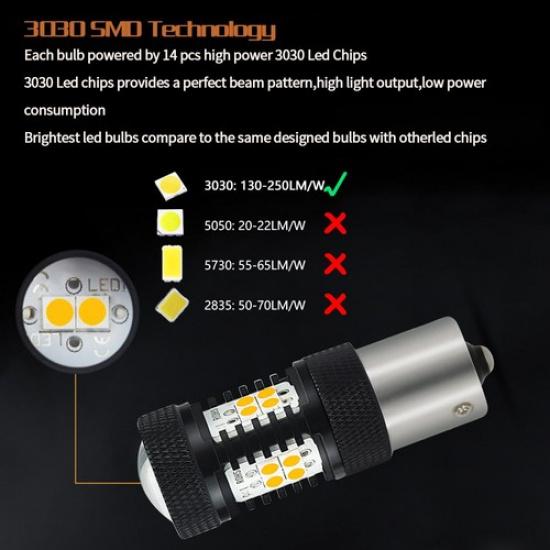 Pair 5008 1156 LED Reverse Back Up Light Bulb 6000K 2800LM For Cadillac Chevy EE