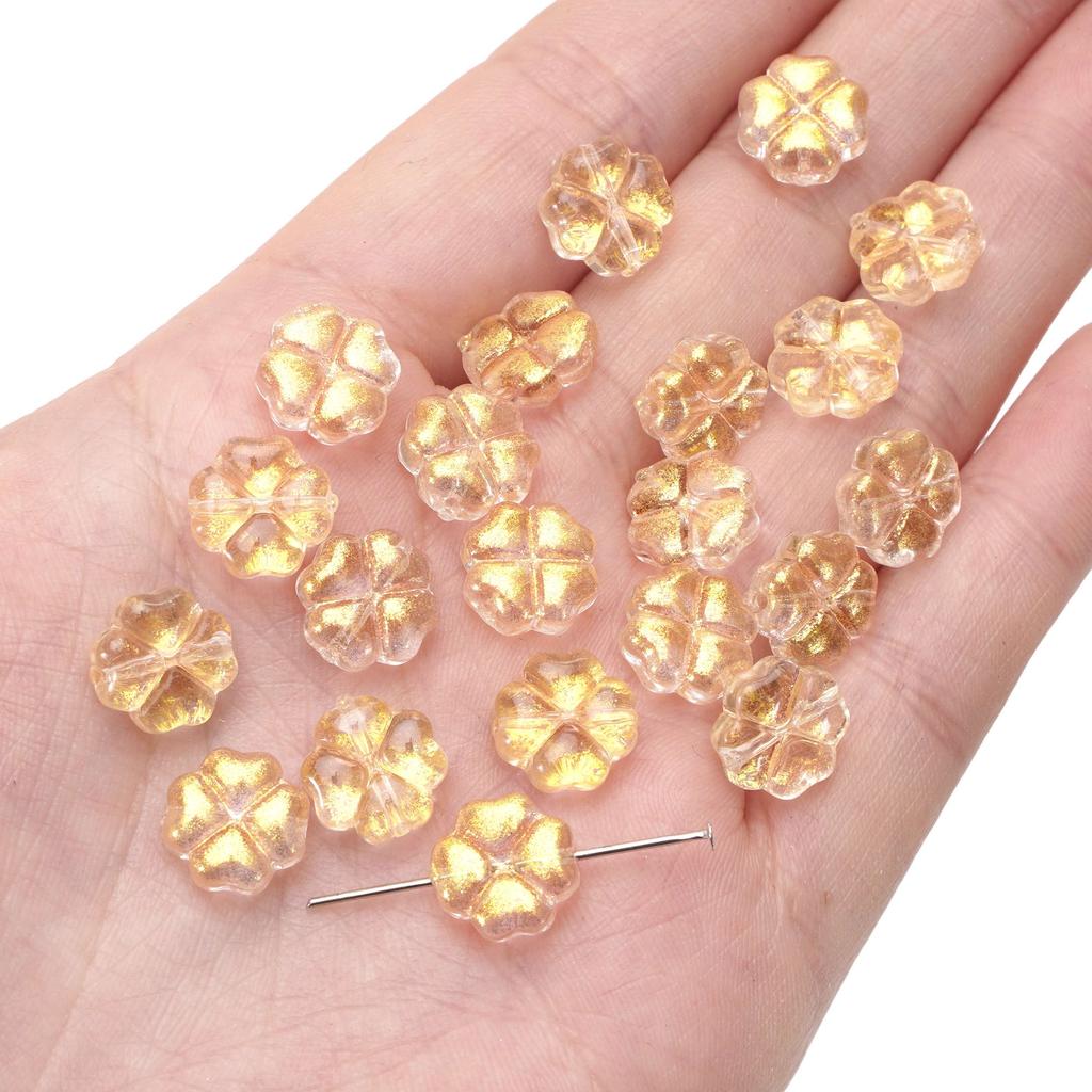 20 adet/torba 10mm cam çiçek boncuk Charm ara parça boncuk küpe kolye DIY takı yapımı