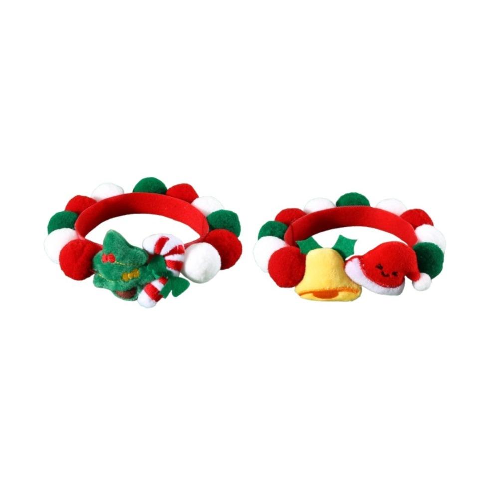 2pcs Soft Christmas Cat Collar Adjustable Dog Bib Decorative Chain Pet Ball Collar  Party