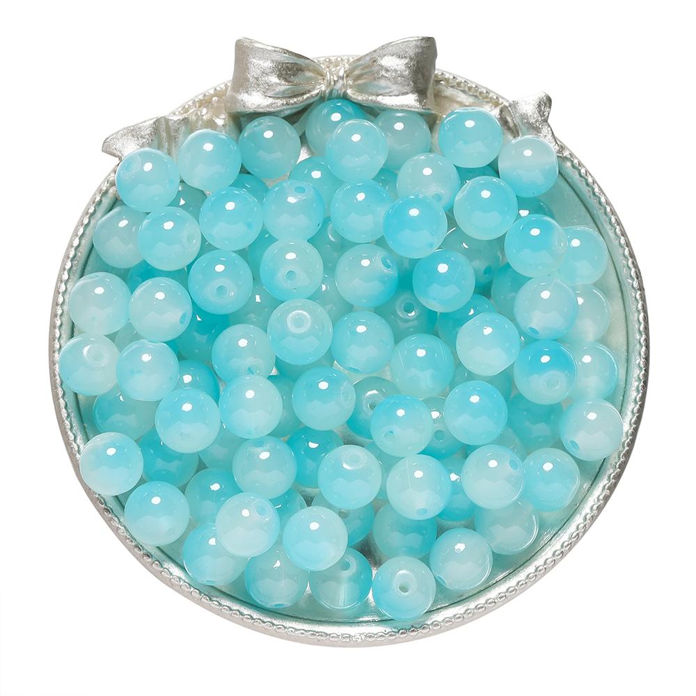 50pcs 8/10mm Double Color Jelly Result Round Glass Beads Loose Spacer Beads Pattern for Jewelry Making DIY Bracelet Necklace