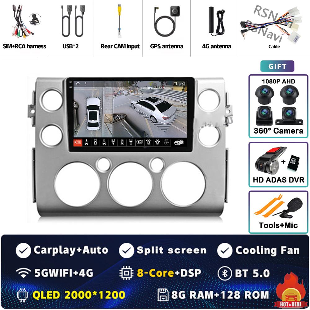 Android 14 Carplay Auto For Toyota FJ Cruiser J15 2006 - 2020 Car Radio 4G WIFI Player Multimedia srereo Navigation Video GPS BT