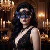 Halloween Lace Half Face, Masquerade Ball with 2-Tone Gradient Petal Design, Party Accessory