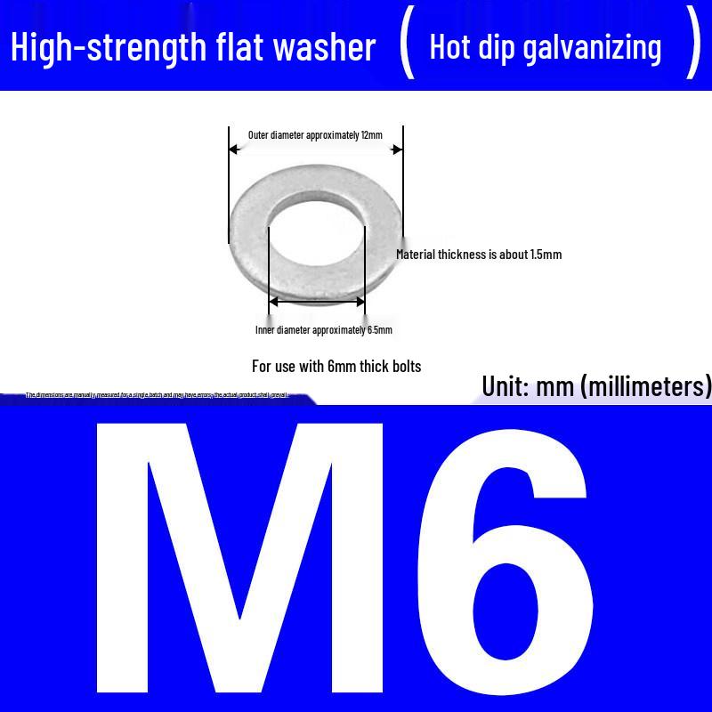 Thickened Hot-Dip Galvanized Washer & Nut Set with Spring Washers, M6-M42