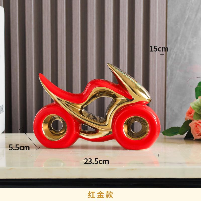 Creative Ceramic Motorcycle Ornaments Geometric Shape Desktop Decoration Ceramic Crafts TV Cabinet Sense Home Decoration Gift