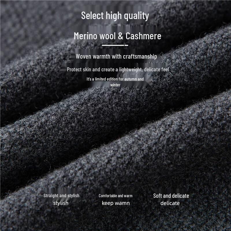 Hengyuanxiang Men's Wool-Cashmere Blend Polo Sweater