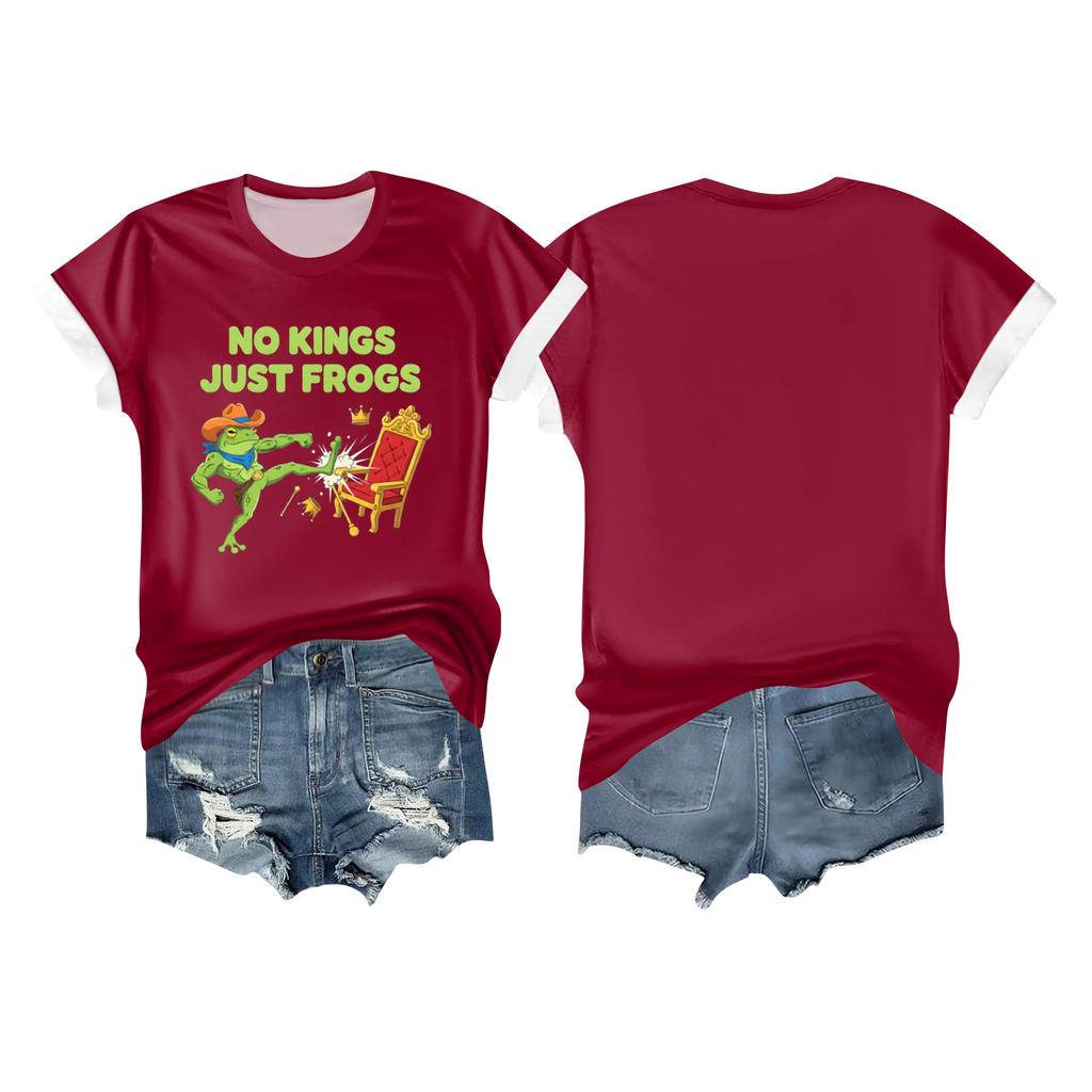 Women's Casual Printed T-shirt Round Neck Pullover Short-sleeved Top