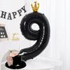 40-tommers Svart Tallballong Svart Krone Tall Folieballonger For 1-årsdag Babyshower Jubileum Bryllupsdekorasjon