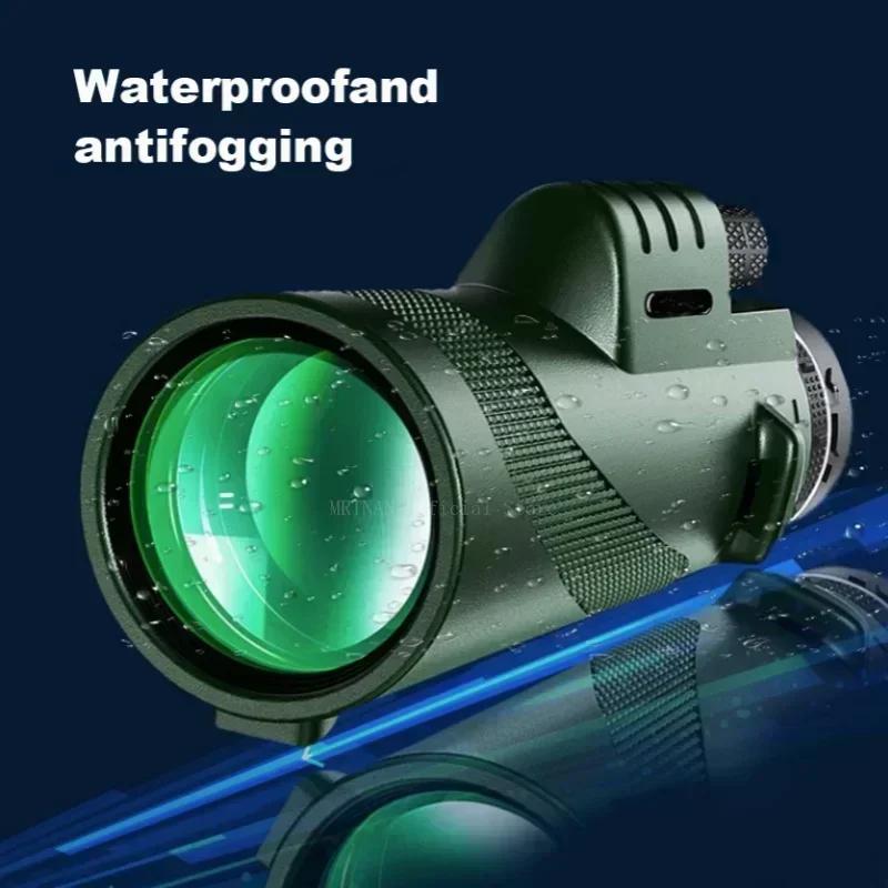 80x100 Monocular Telescope Portable With Tripod Mobile Phone Clip ,bird Watching, Camping And Hiking