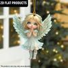 2D Flat Angel Wings Acrylic Ornaments with Golden Rope, Realistic Angle Pendant, Charm Rearview Mirror Hanging Decor,Prety Gifts for Family Friends