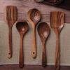 Wooden Cookware, Teak Cookware Non-stick Cookware Wooden Spoon Cookware, Natural Teak 100% Handmade, Without Any Lacquer Kitchen Wooden Utensil Set 5