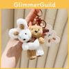Whimsical Plush Doubleheaded Milk Tea Bear And Bunny Keychain With Cute Colors