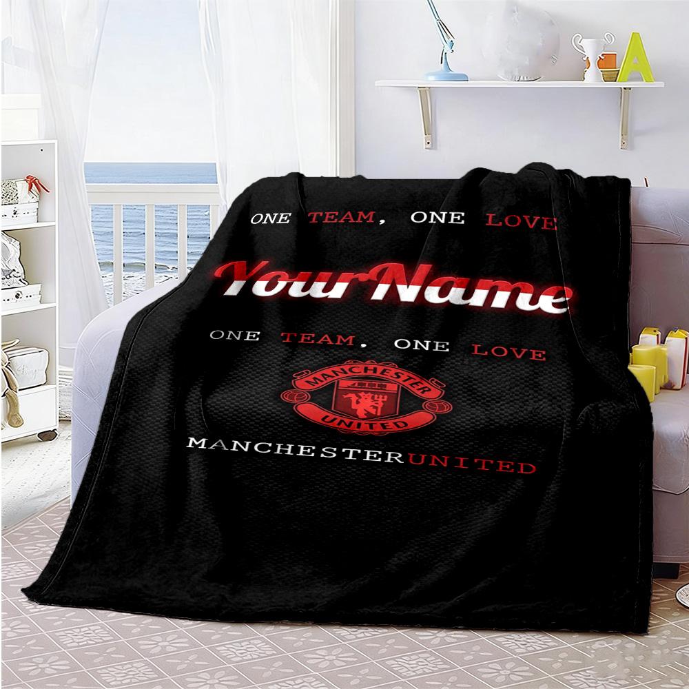 Manchester Customize Text Blanket Multi-purpose Personalized Blanket Ultra-Soft Suitable for Sofa Chair Home Decor Seaside for All Occasions