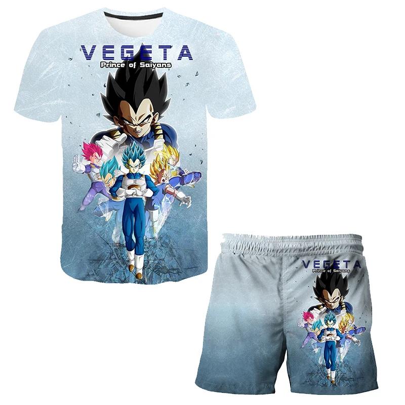 2025 Summer New Fashion Dragon Ball Tshirt Shorts 2 Piece Sets Kids Tracksuit Vegeta Clothes 3D Printed Dragon Ball T Shirts  Suit