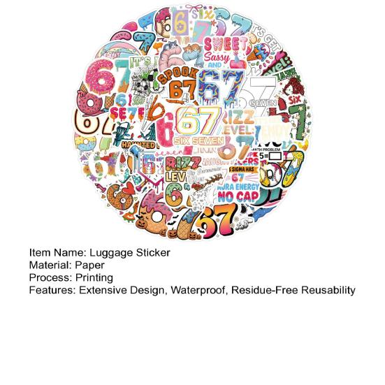 50Pcs Luggage Stickers Number 6 7 Waterproof Decorative Reusable Stickers Residue-Free Removable Stickers Travel Accessories