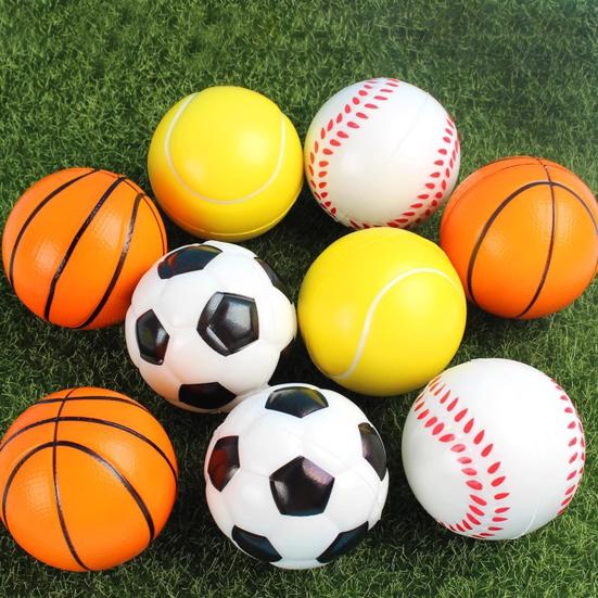 6Pcs Mini Sports Stress Ball Anxiety Relief Small Foam Football Baseball Basketball Tennis Soccer Kids Elastic Ball Fidget Sensory Toy