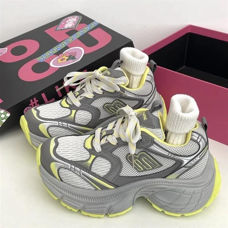 2025 Paris Spring New Thick-soled Super-fire Dad Shoes Women's Versatile Height Increase Breathable Explosion Casual Sports Shoes