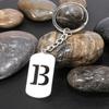 Stainless Steel Alphabet Charm Keychain - Smooth Surface, Retro Style Gift Pendant