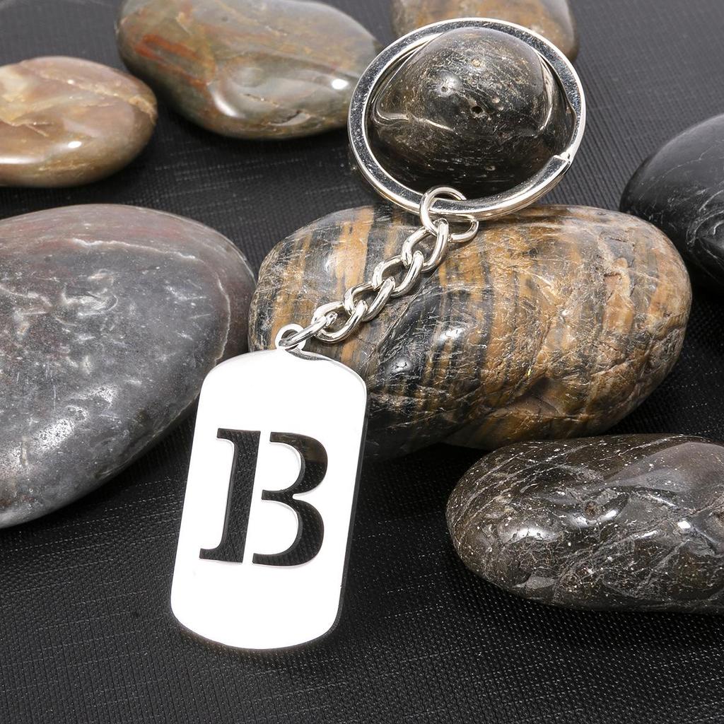 Stainless Steel Alphabet Charm Keychain - Smooth Surface, Retro Style Gift Pendant
