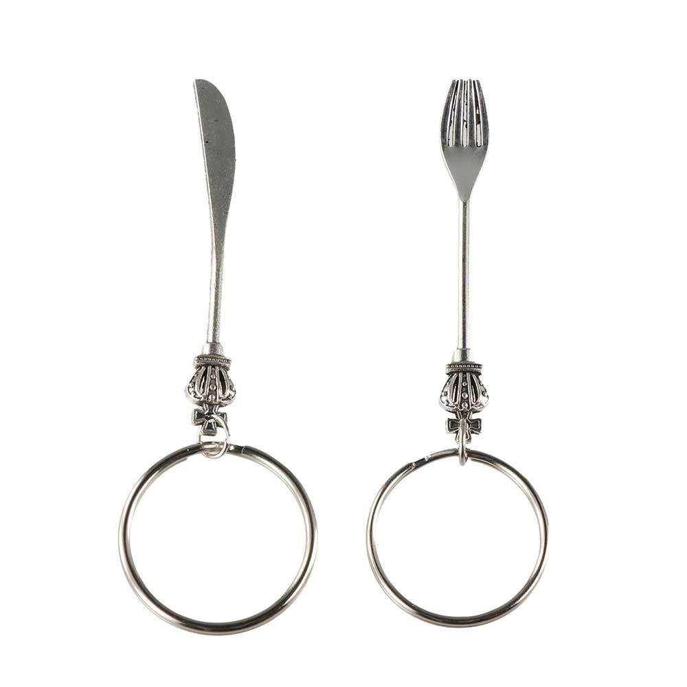 Silver Color Metal Spoon Keychain Vintage Metal Fork Keyring Metal Fork Keychain  Jewelry Gift