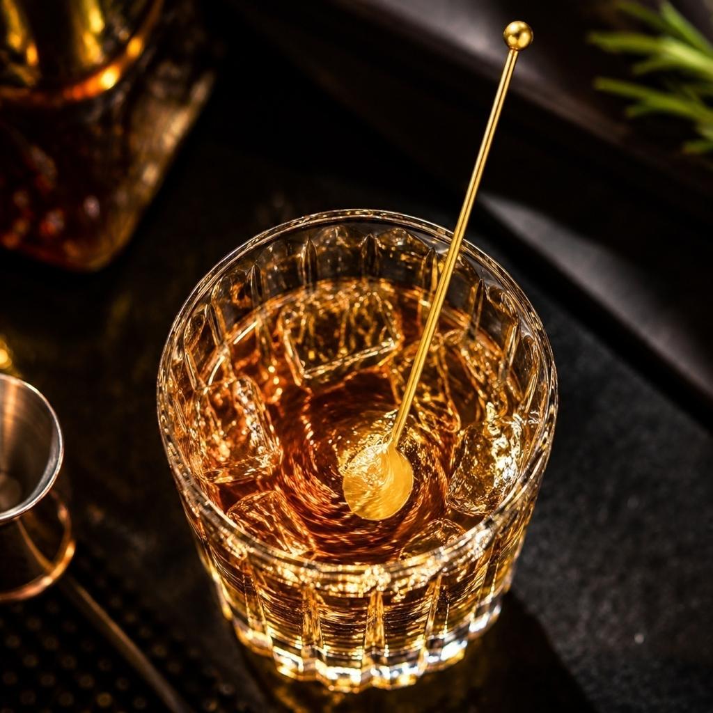 Small 304 Stainless Steel Cocktail Stirrer with Round Paddle for Mixing Drinks