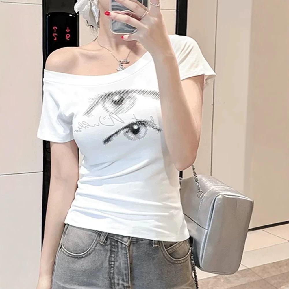 Korean Spice Girls Chic Design Sense Creative Printing Short Sleeve T-Shirt Women's Summer New Skinny Niche Top