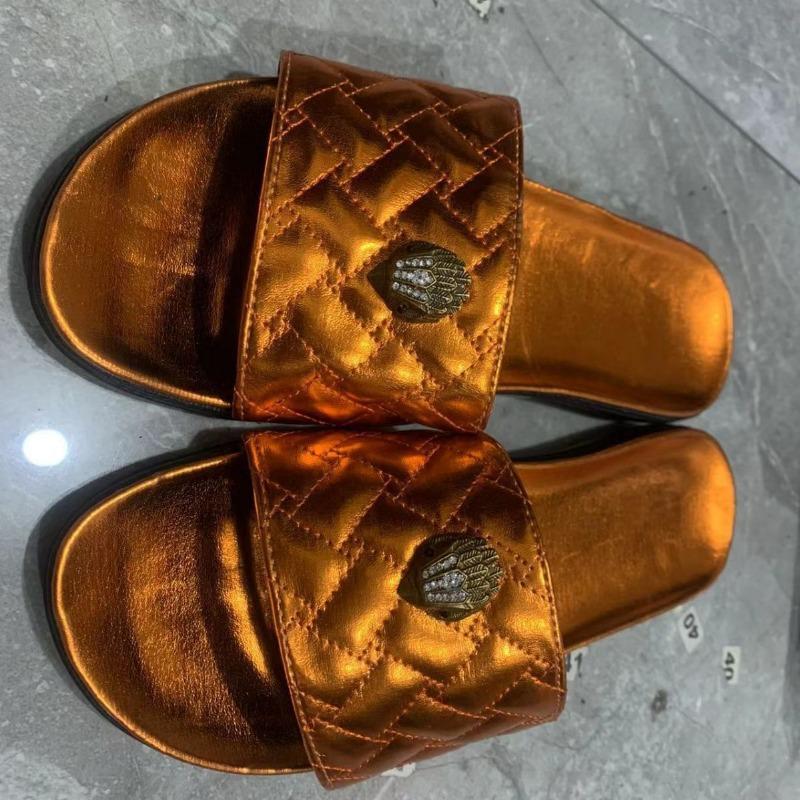 Summer New Large Size One-word Slippers Women Wear Colored Eagle Head Flat Bottom Cool Slippers Women