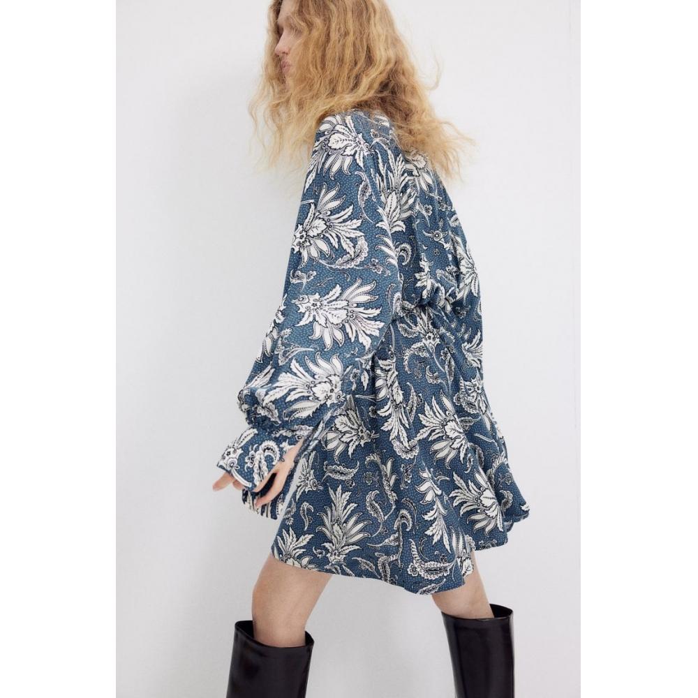 

H M Viscose Dress Dusty Blue Paisley Pattern