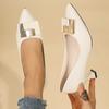 Fashion Stiletto Single Shoes Autumn New Pointed Toe Shallow Mouth Metal Buckle Anti-slip Wear-resistant High Heels