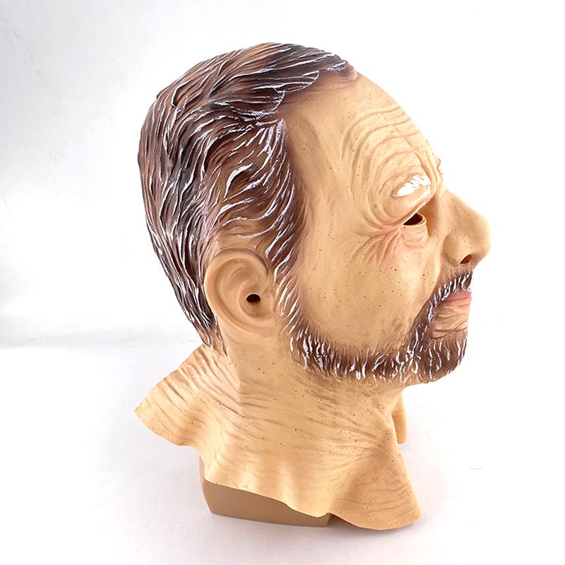 Zaciśnięte Usta Maska Starca Realistyczny Lateksowy Nakrycie Głowy Starca Zmarszczki na Twarzy Nakrycie Głowy na Halloween Cosplay Party Kostium Maska
