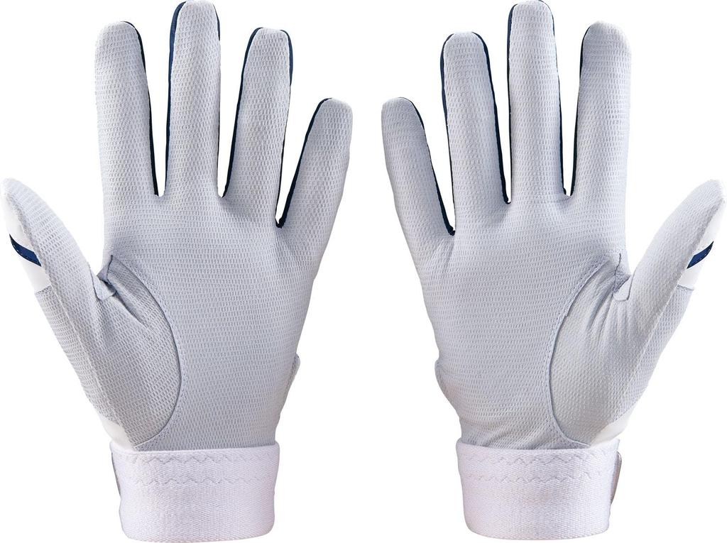 ZETT Pro Status Baseball Batting White x Navy BG13011D Gloves, Ambidextrous, (1129), Medium,