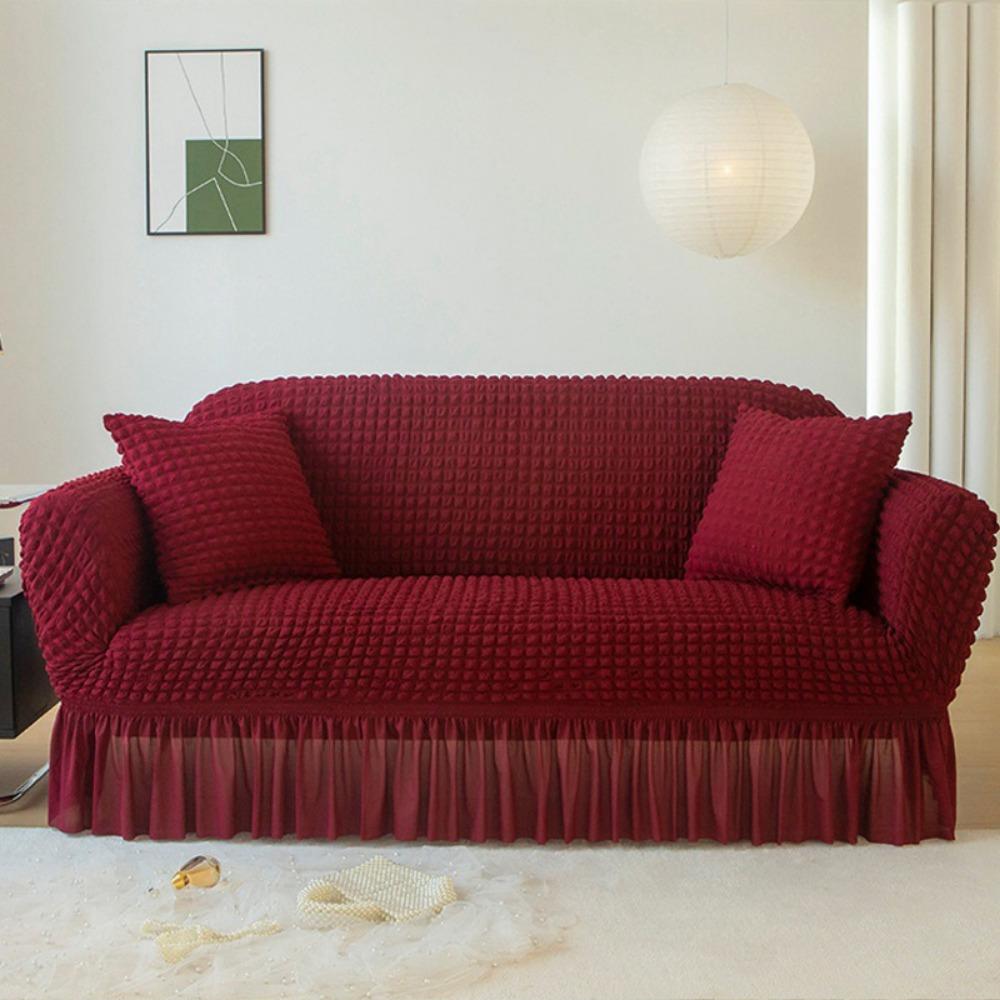 Copridivano Universale a L 3 Posti con Chaise Stretchabile Tessuto a Bolle Antipolvere Copertura Protettiva