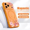 Cartoon Floral Pattern Case For iPhone 17 Pro Max Magnetic For Magsafe Hybrid Slim Matte Cover For iPhone 16 15 14 13 Pro Max Daisies Peach Blossom