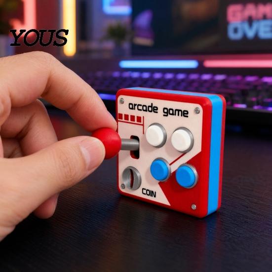 Arcade Game Panel Decor Switch Wall Decoration, Retro Control with Movable 90s Rocker, Mount for E-Sports Room Buttons