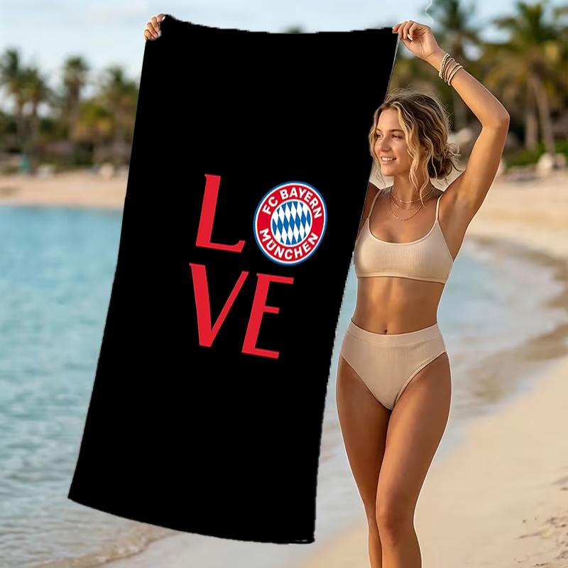 Beach Towel with FC Bayern München logo Pattern - soft,absorbent,machine washable Lightweight&Modern,swimming,Travel Essentials