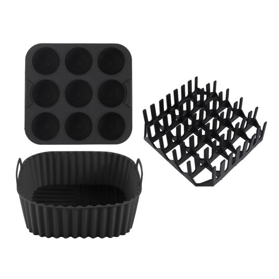 Air Fryer Silicone Basket Liners Large Square Oven Pan BBQ Grill Reusable Cake Molds for Hot Dogs Bacon Jelly