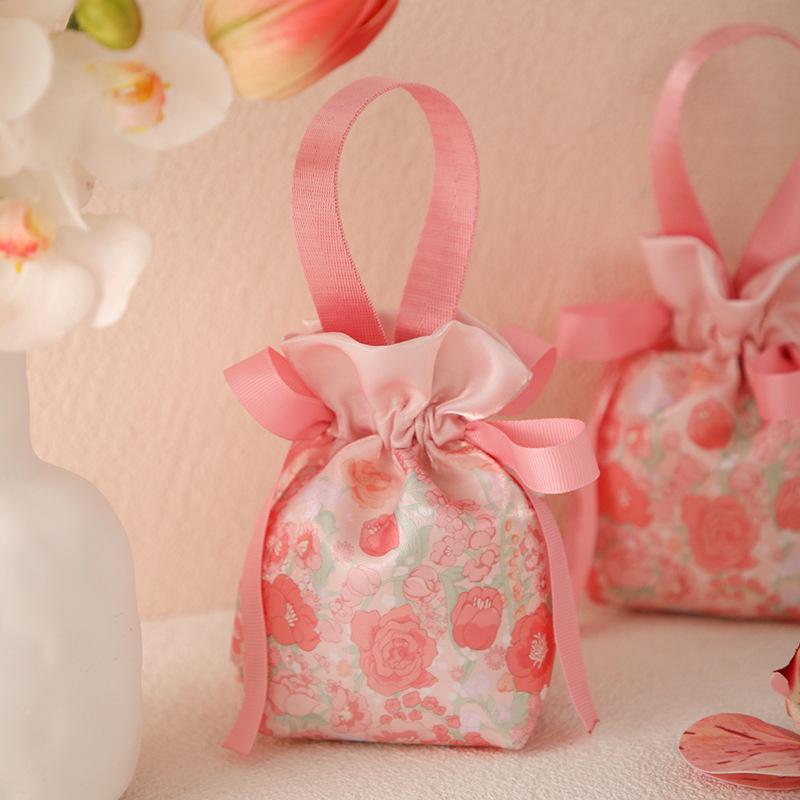 Wedding Candy Box and Bag Set - Reusable Cloth Bag and Empty Box for Wedding Favors and Packaging