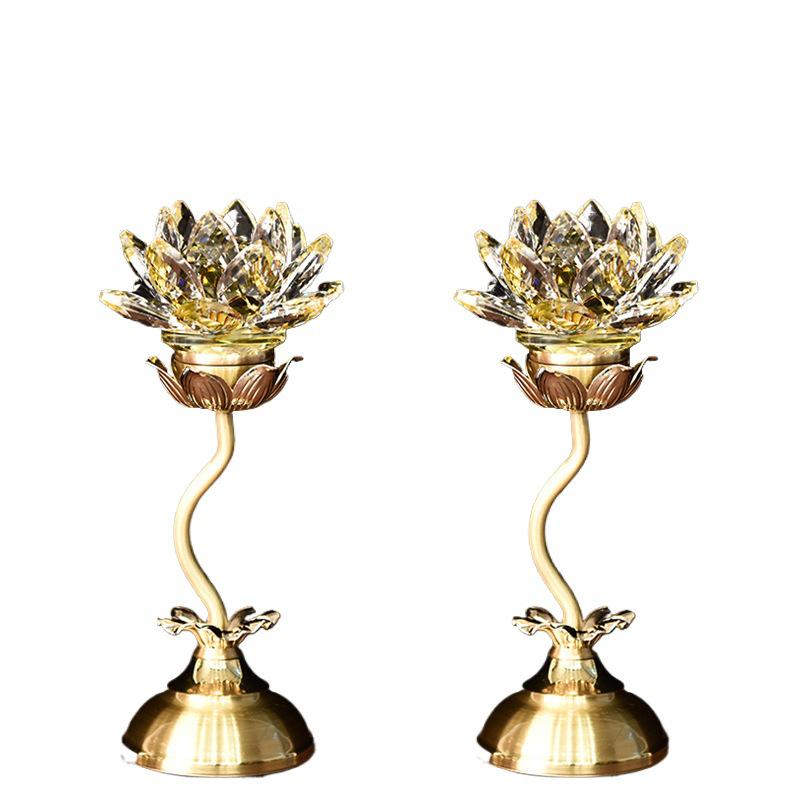 Seven-Color LED Crystal Lotus Lamp for Buddha and Guanyin Offerings