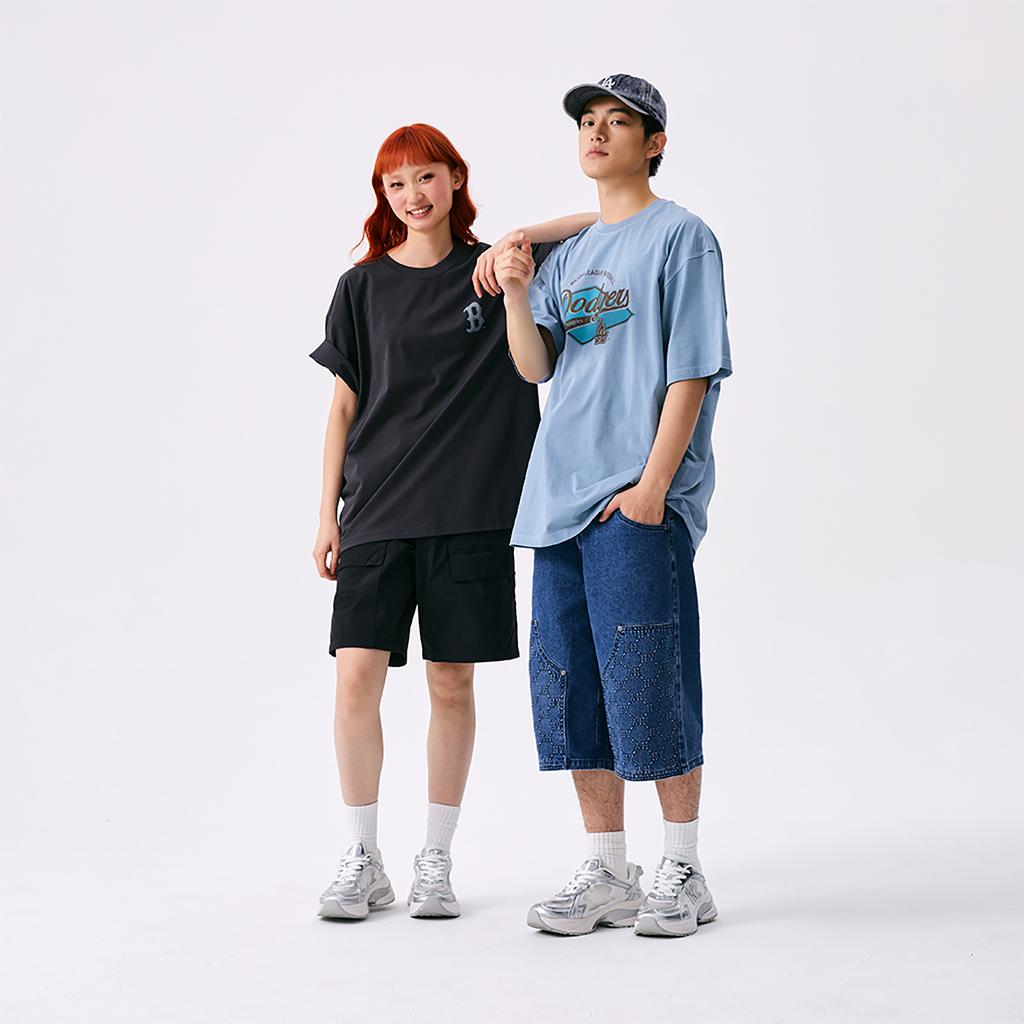 New MLB Boston Red Sox Basic Collection SS25 T Shirt Unisex Charcoal Gray 3ATSB0753-43CGS