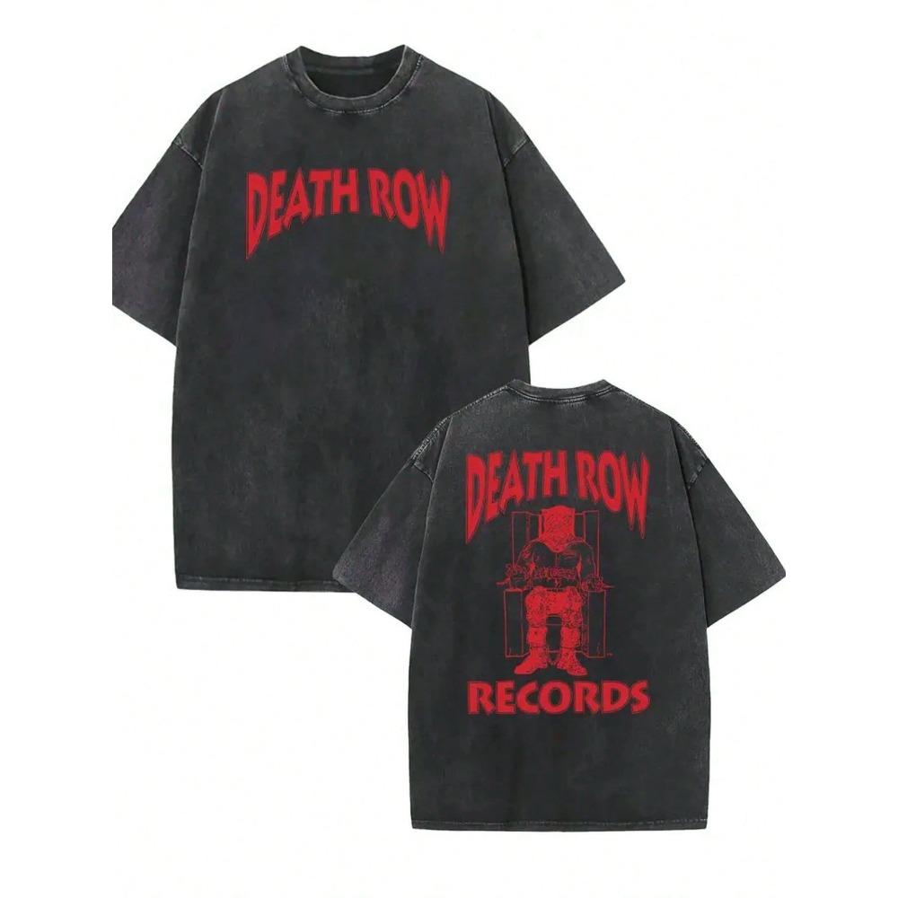 Continuously T-shirt Death Row Records Rood Vintage T-shirt met Korte Mouwen Voor Mannen Vrouwen Street Heren T-shirt Casual Gewassen Katoenen Tops Kleding XL