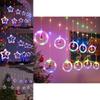 Christmas Curtain Lights Tree Star Ring Shape Led String Decor For Holiday Celebrations