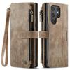 For Samsung Galaxy S25 Edge S24 S23 S22 Ultra Case, Durable PU Leather Magnetic Flip Strap Wristlet Zipper Card Holder Wallet