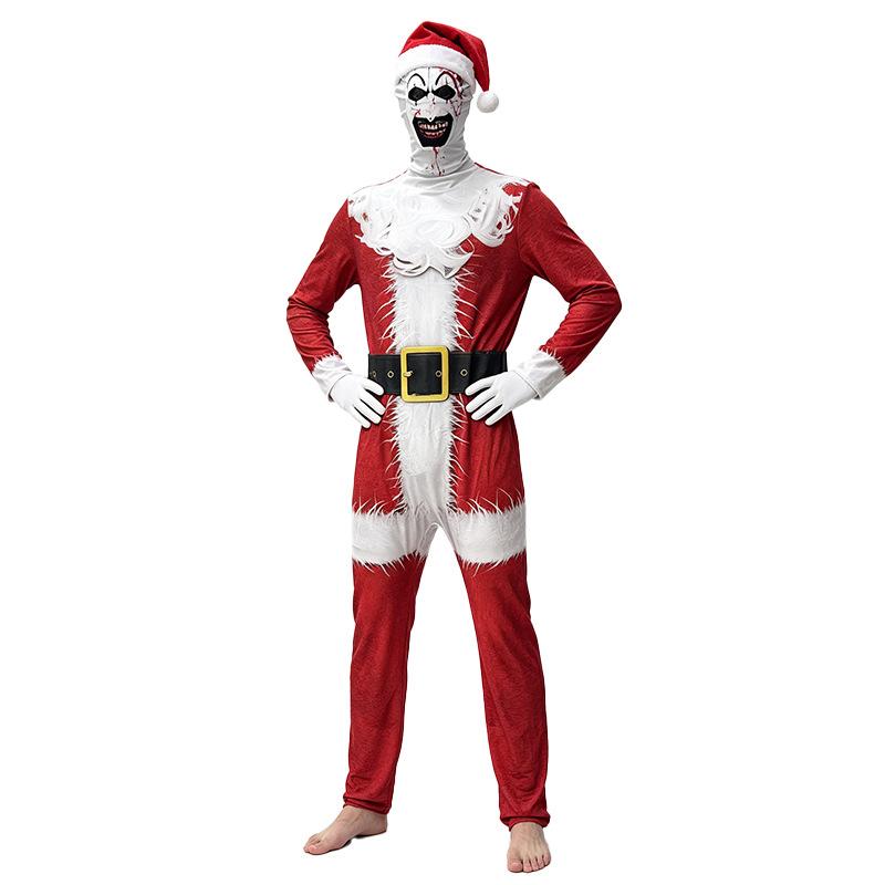 Terrifier 3 Clown Cosplay Costume, Adult Horror Tight Jumpsuit for Halloween & Christmas