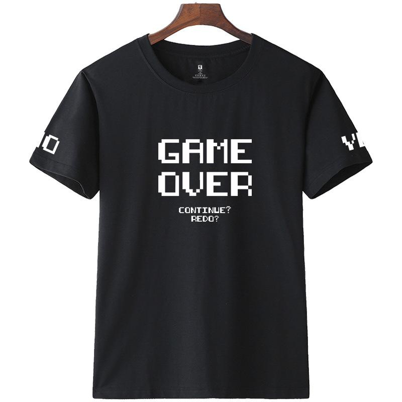 Herren Kurzarm Sommer Buchstaben T-Shirt Übergröße Locker Lässig Rot Reine Baumwolle T-Shirts Herren