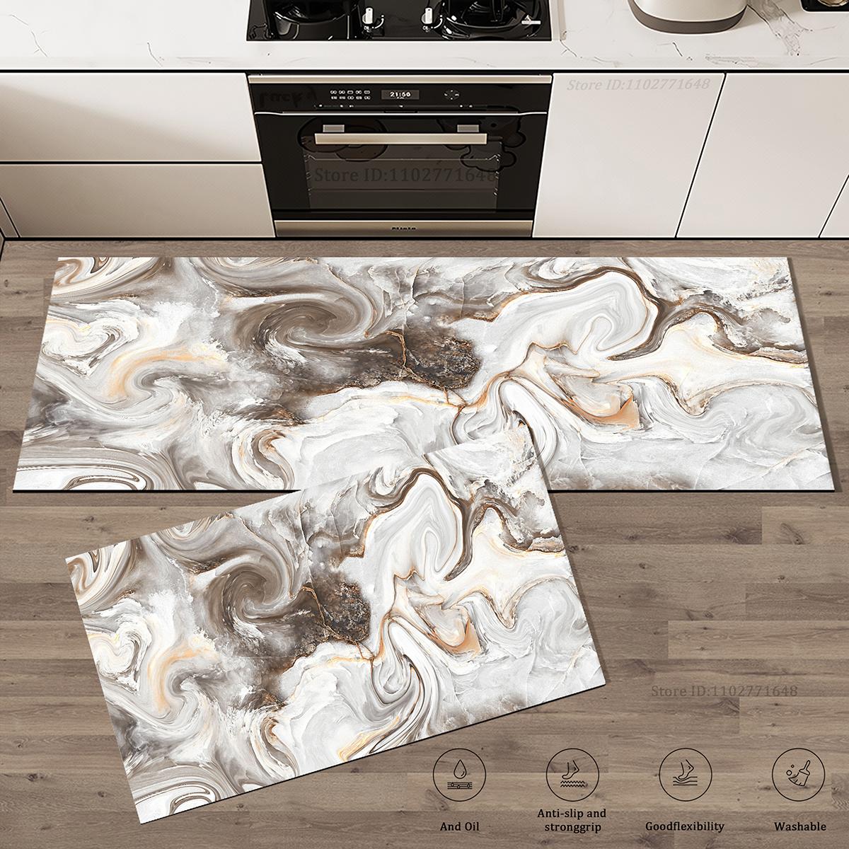 

Кухонные впитывающие коврики с мраморным рисунком, придверный коврик, подходит для шкафа, моющийся, нескользящий, ковер для входа в ванную комнату, длинный большой красочный коврик 40cmx60cm 1pc