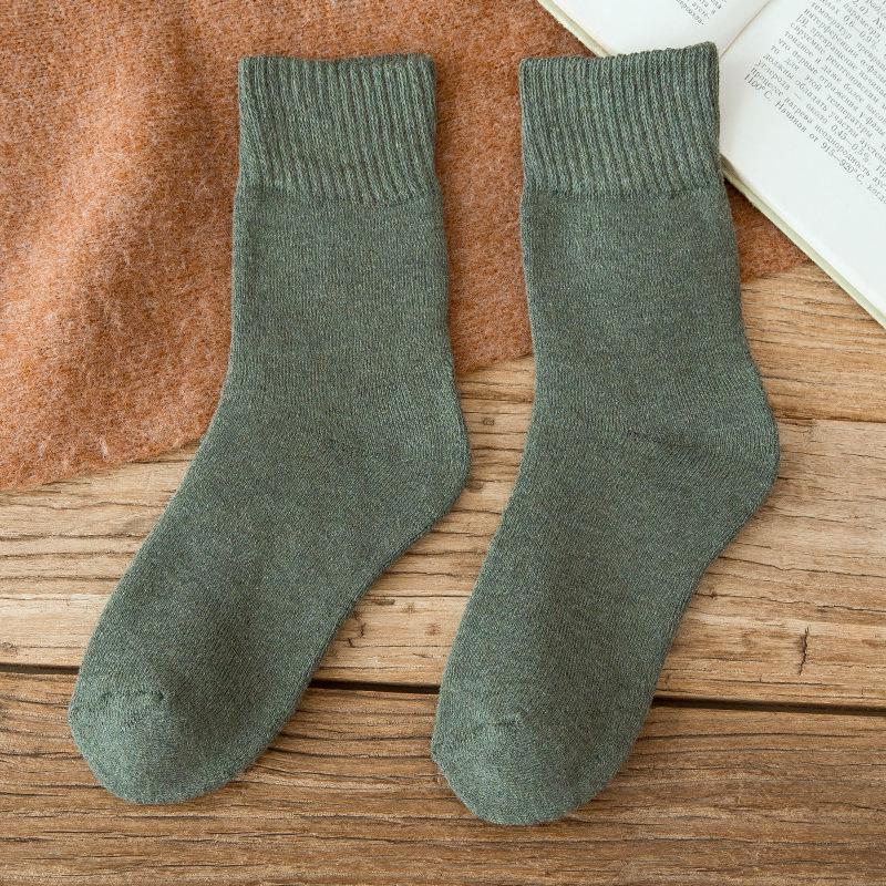 Terry Plus Velvet Women's Thick Mid-Calf Towel Socks - Warm Autumn/Winter Knee-Highs for Teens