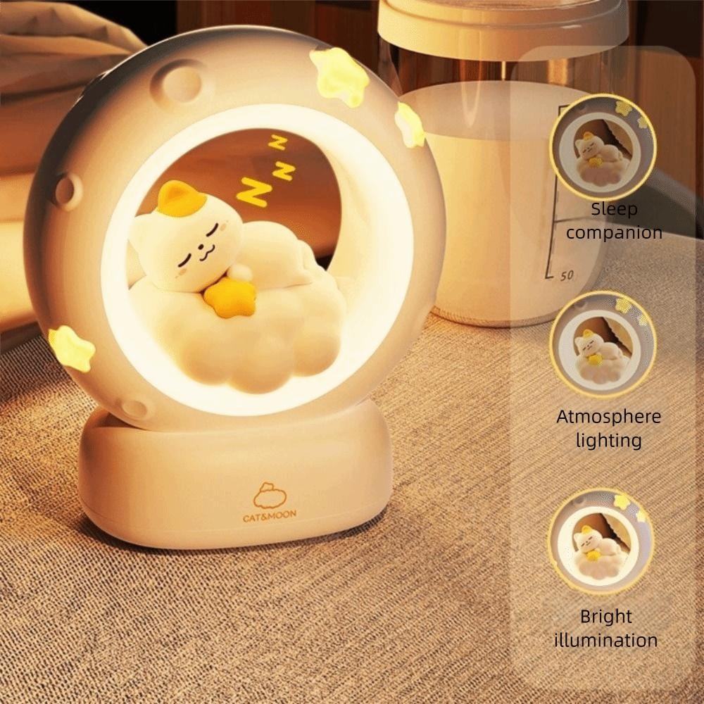 USB Charging Rabbit Cat Night Light Soft Light Adjustable Brightness Cartoon Rabbit Lamps Decorative Eye Protection