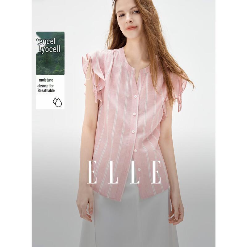 Женская блузка ELLE из лиоцелла и льна с оборками и V-образным вырезом L