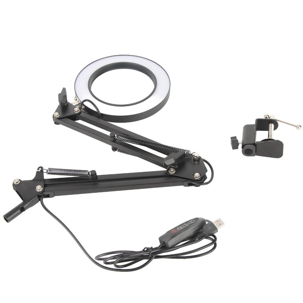 3 Colors 10X Magnifier Adjustable Desk Lamp With Clamp Magnifying Lamp Precision Work
