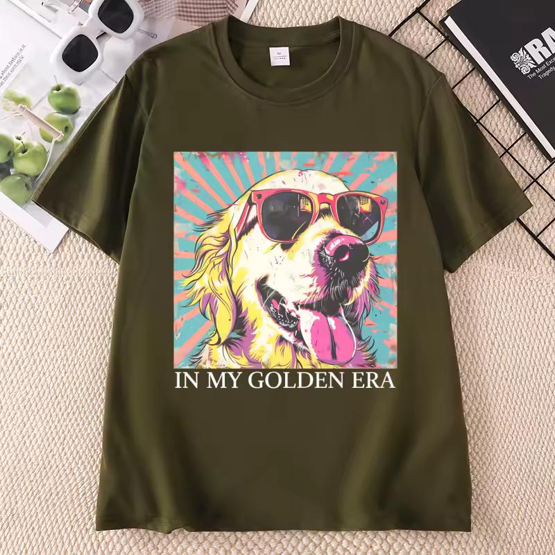 In My Golden Retriever 70s Era T Shirt Goldie Dog Mom T-shirt Retro Dad Mama Tshirt Unisex Short Sleeve Round Neck Tshirts